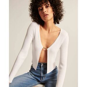 Abercrombie & Fitch NWT Ivory Slim Bar Ribbed Cardigan Size MT Medium Tall
